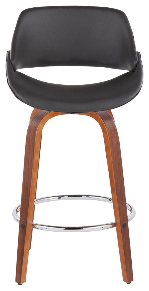 Fabrico Counter Stool, Set of 2, Gray Pu, Chrome