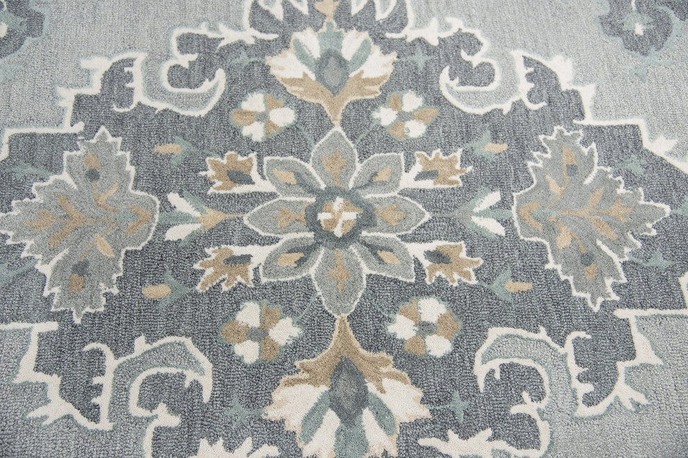 Rizzy Home Resonant RS933A Gray Central Medallion Area Rug, Rectangular 8'x10'
