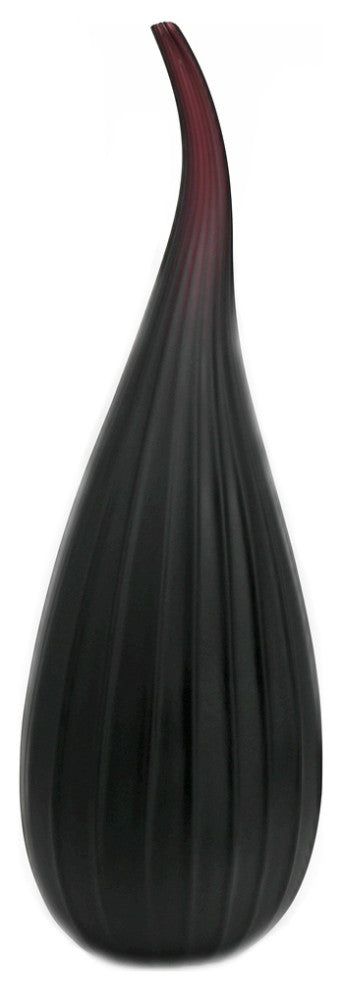 Murano Glass Stripe Vase, Black