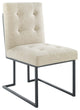 Privy Black Stainless Steel Upholstered Fabric Dining Chair Black Beige