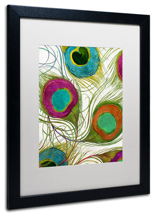 Color Bakery 'Peacock Feathers II' Art, Black Frame, White Matte, 16"x20"