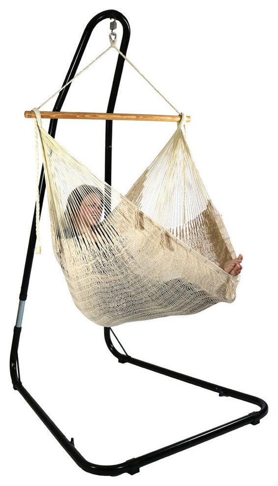Sunnydaze Large Natural Mayan Hammock Chair with Portable Adjustable Stand