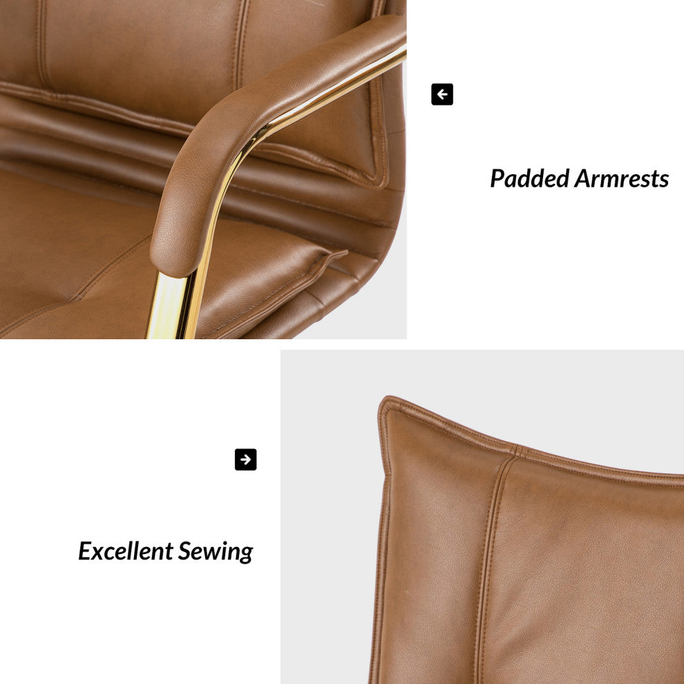 Modern Task Chair Office Swivel Chair with Tufed Back, Camel