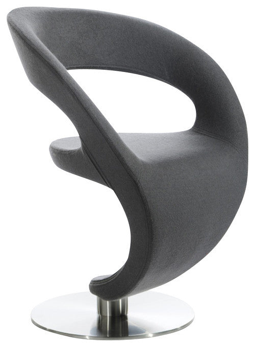 32" Gray Fabric Polyester and Wool Lounge Chair
