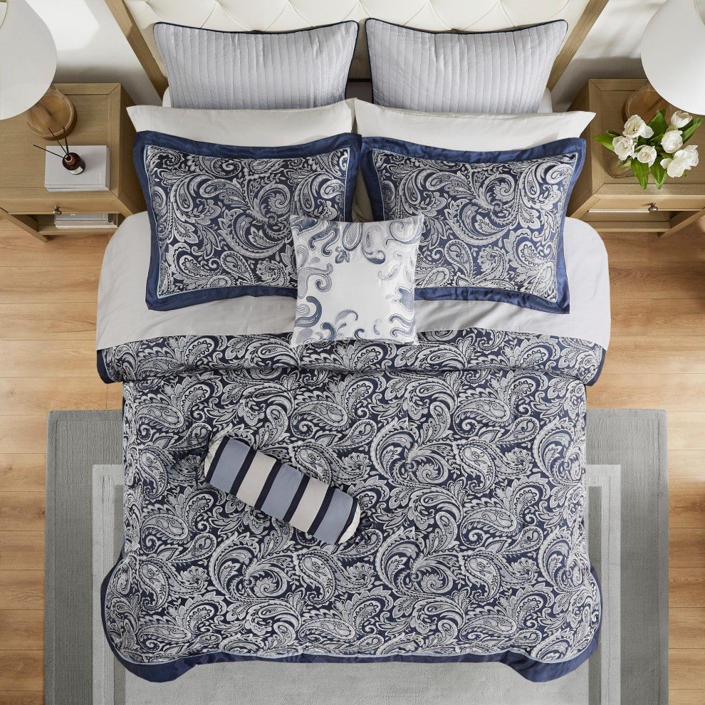 Madison Park Aubrey Comforter Sheet Set Blue, Queen