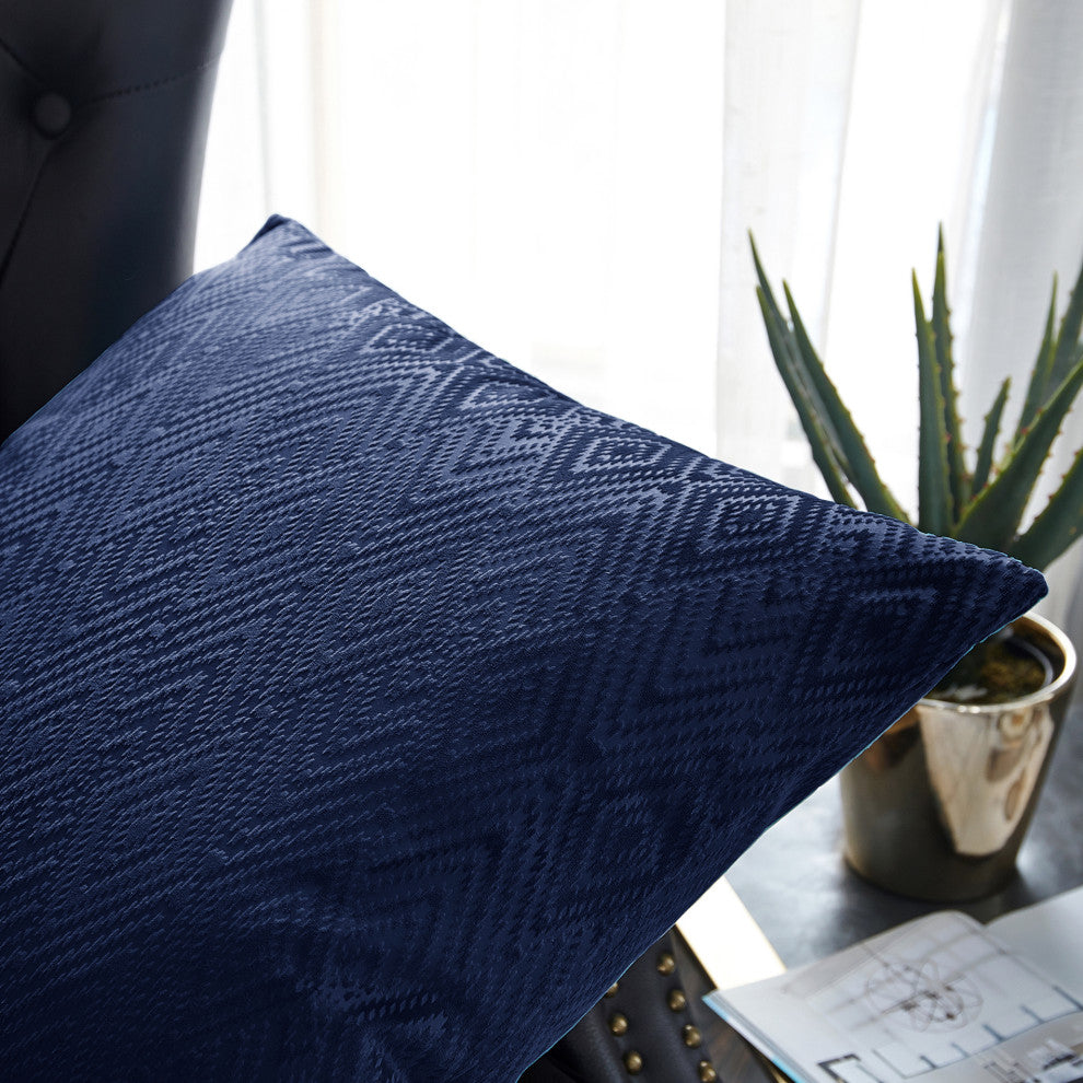 IKAT Velvet Pillow Shell Sets, Blue, 4 Piece 20" X 20"