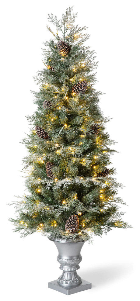 Pre-Lit Pine Artificial Christmas Tree, 5', Pinecones
