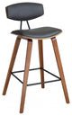 26" Gray Faux Leather Mid Century Modern Bar Stool