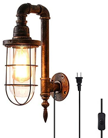 Industrial Plug, Wall Light Fixture Vintage Glass Wall Lamp