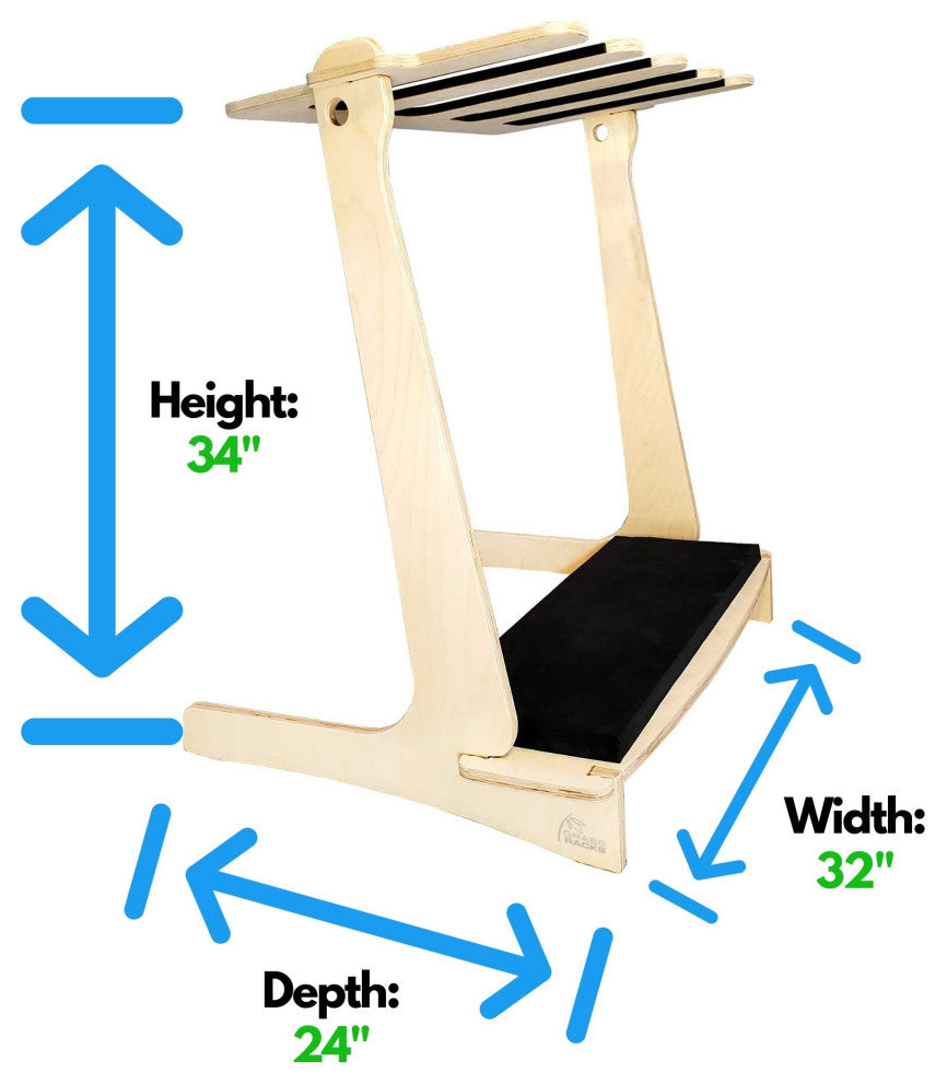 Indoor Vertical Freestanding SURFBOARD RACK | SNOWBOARD RACK | GUITAR RACK, Birch, 4 Boards/Guitars