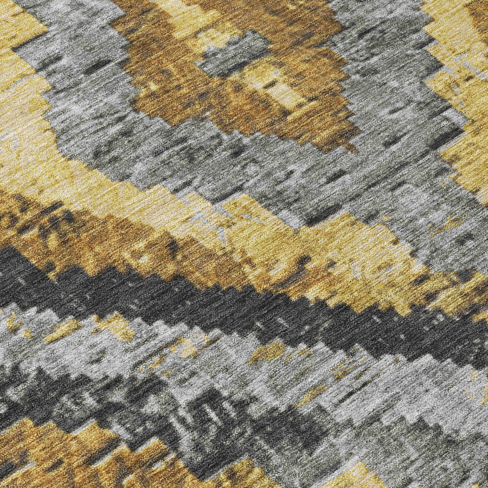 Machine Washable Indoor/Outdoor Chantille ACN1890 Gold 10' x 14' Rug