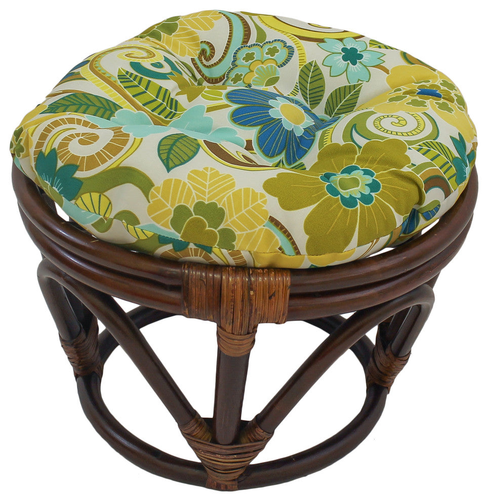 18" Round Spun Polyester Tufted Footstool Cushion, Farrington Terrace Grenadine