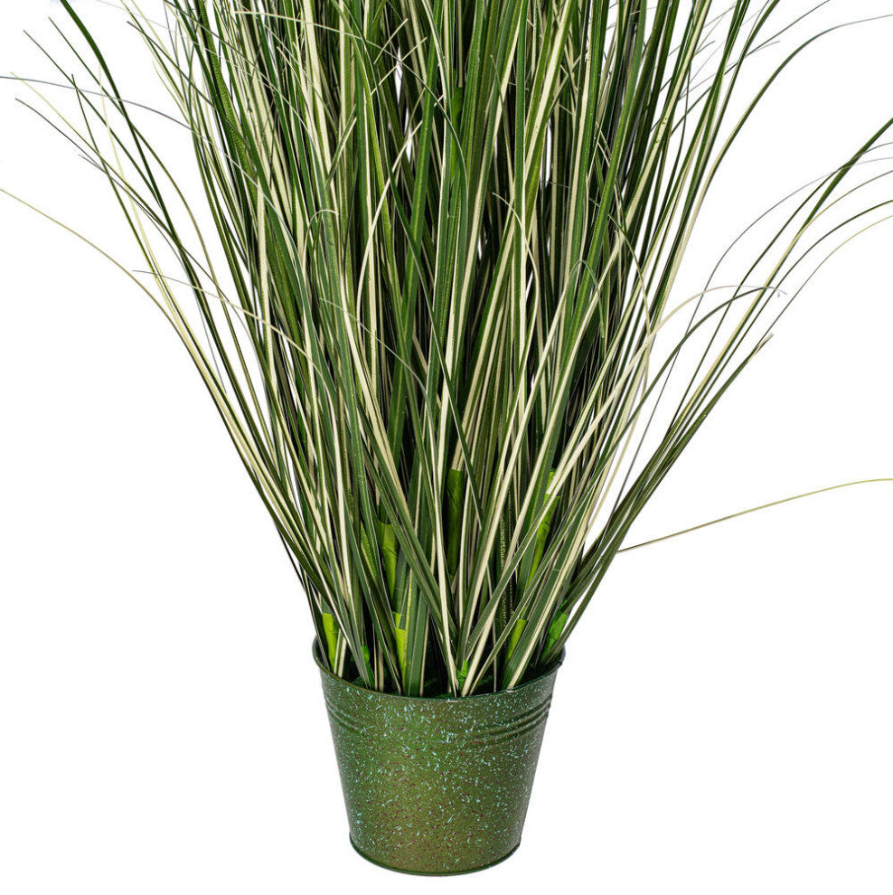 48" Native Green Grass In Iron Pot