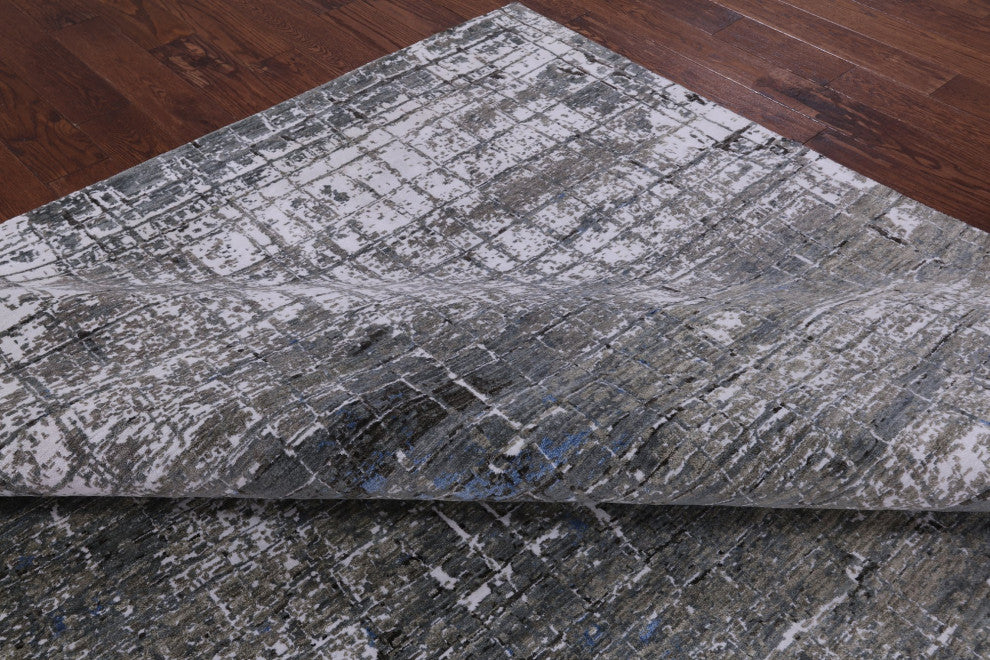 Abstract Handmade Wool and Silk Rug 8' 11" X 12' 1" Q8546