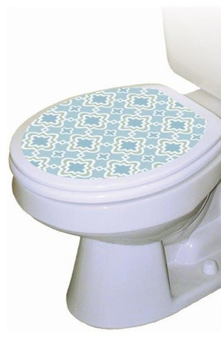 Seville Trellis Toilet Tattoos Seat Cover, Vinyl Lid Decal, Bathroom Decor, Round