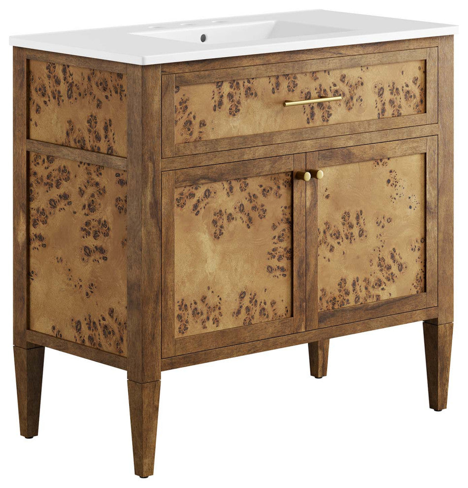 Elysian 36" Wood Bathroom Vanity - White Brown