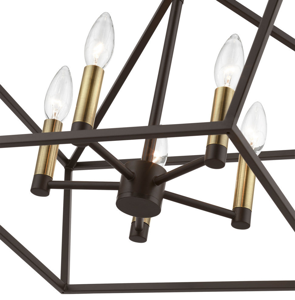 Devone 5 Light Bronze With Antique Brass Accents Chandelier