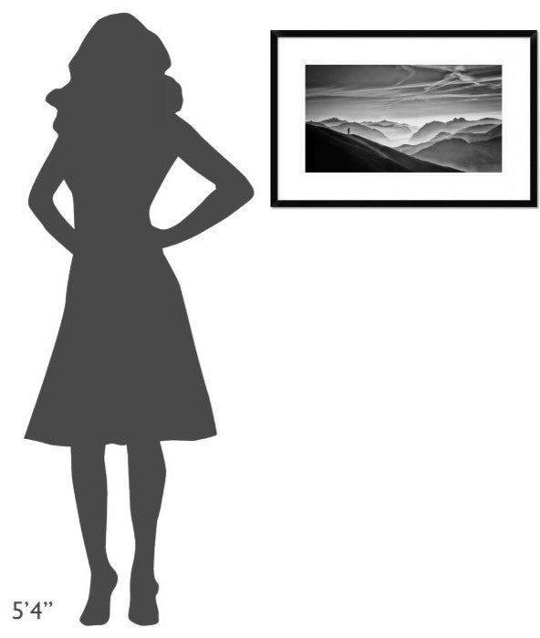 "Hunter In The Fog Bw" Framed Digital Print by Vito Guarino, 30"x20"