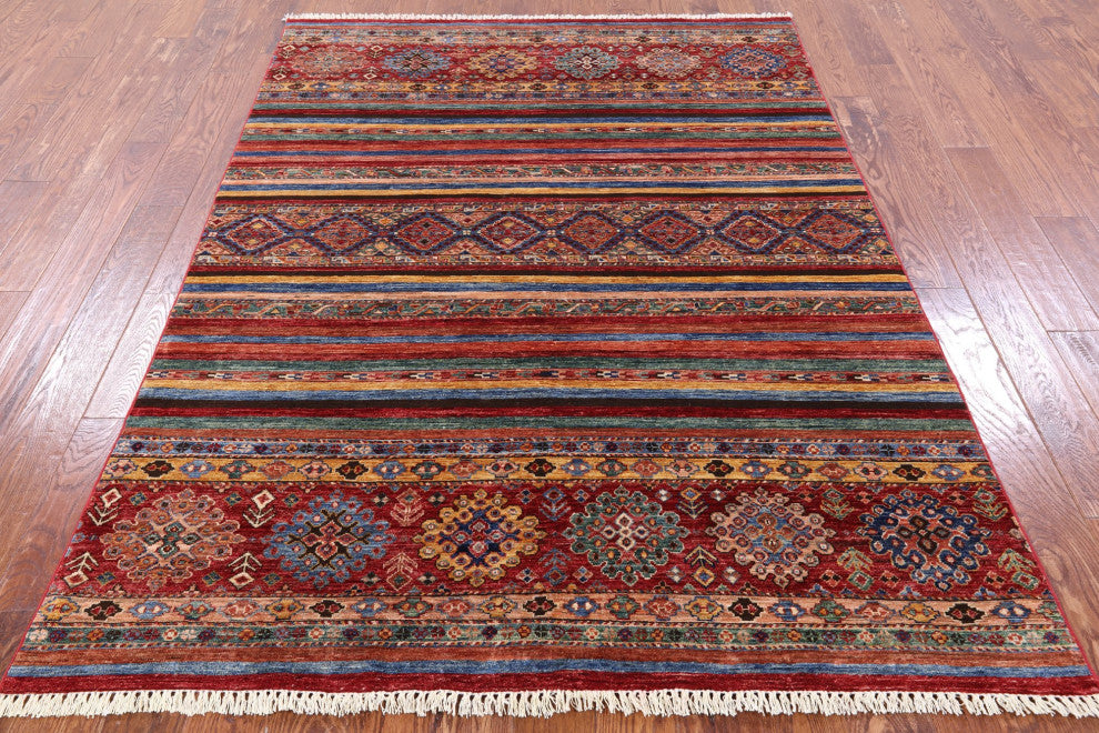 Handmade Khorjin Super Kazak Wool Rug 5' 7" X 7' 9" Q10451