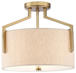 Designers Fountain Elara 3-Light Semi-Flush Mount, Gold/Beige/Etched, 93911-BG