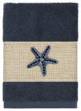 Lydia Embellished Washcloth, Midnight Blue