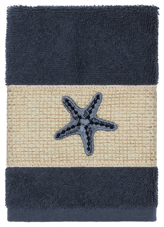 Lydia Embellished Washcloth, Midnight Blue