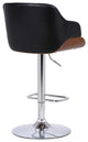 Faux Leather Swivel Adjustable Barstool With Metal Base, Black