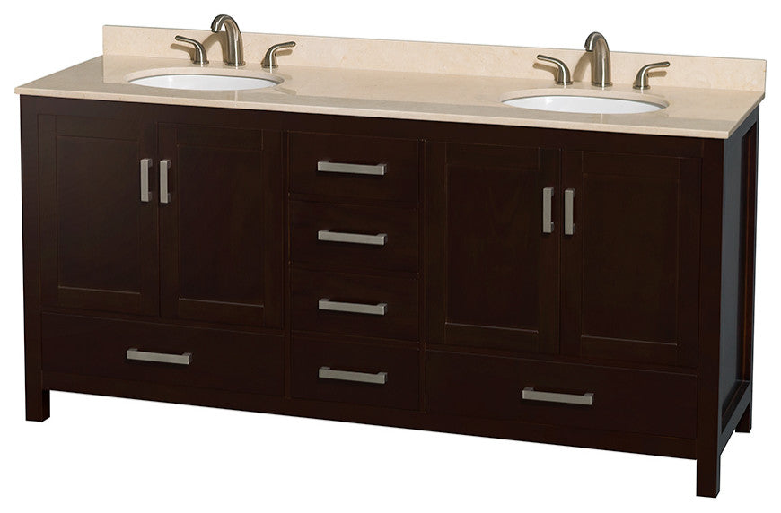 Wyndham WCS141472DESIVUNOMED Espresso 72 Inch Double Bathroom Vanity