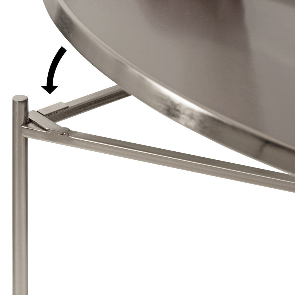 Ulani Round Metal Accent Tables, Silver 2 Piece