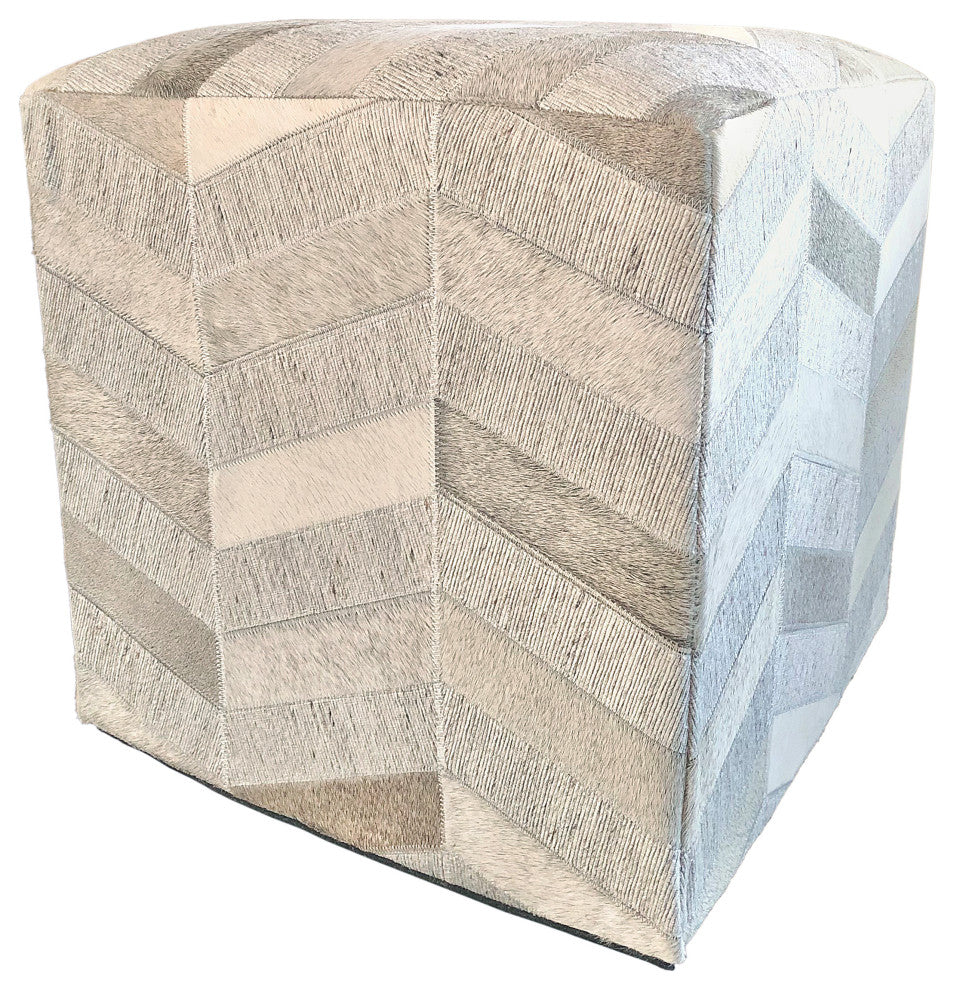 Decor Maisonette Geometric Pouf Caleb, Brown, 18"