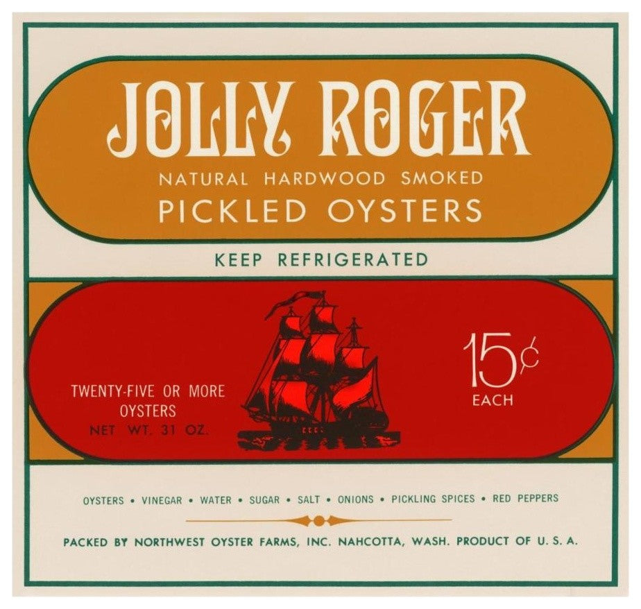 "Jolly Roger Pickled Oysters" Digital Paper Print by Retrolabel, 18"x17"