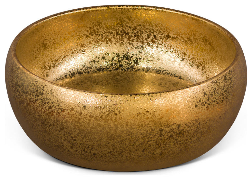 15in Gold Textured Oriental Porcelain Basin