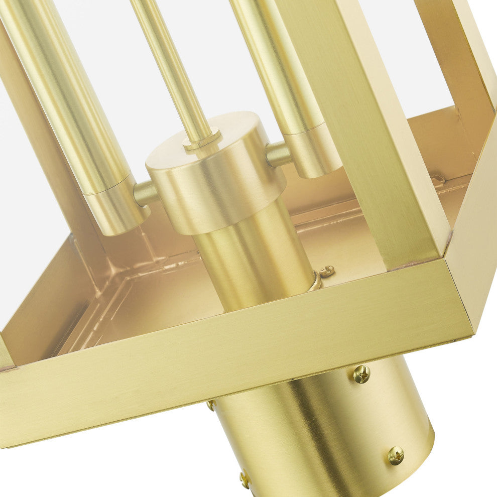 Satin Brass Transtional,  Modern Classic, Outdoor Post Top Lantern