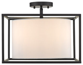 Golden Lighting 2243-SF Manhattan 3 Light 15"W Semi-Flush Square - Matte Black
