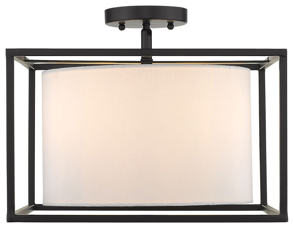 Golden Lighting 2243-SF Manhattan 3 Light 15"W Semi-Flush Square - Matte Black