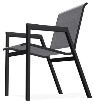 Bazza Sling Stackable Outdoor Dining Chair, Augustine Pewter/Black