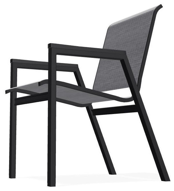 Bazza Sling Stackable Outdoor Dining Chair, Augustine Pewter/Black