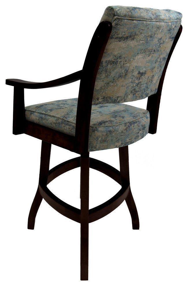 Swivel Counter Wood Bar Stool Casa on S-Base, Poet Sky and Black, 34"