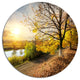 Beautiful Road By The River, Landscape Wall Disc Metal Artwork, 11"