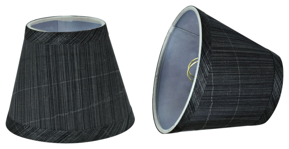 32061-2 Small Hardback Empire Chandelier Clip On Lamp Shade Gray&Black 3"x5"x4"