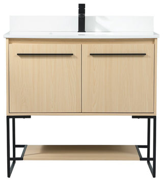 Sue 36" Single Bathroom Vanity, Maple, With Backsplash