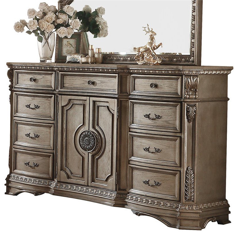ACME Northville Dresser with Wooden Top, Antique Champagne