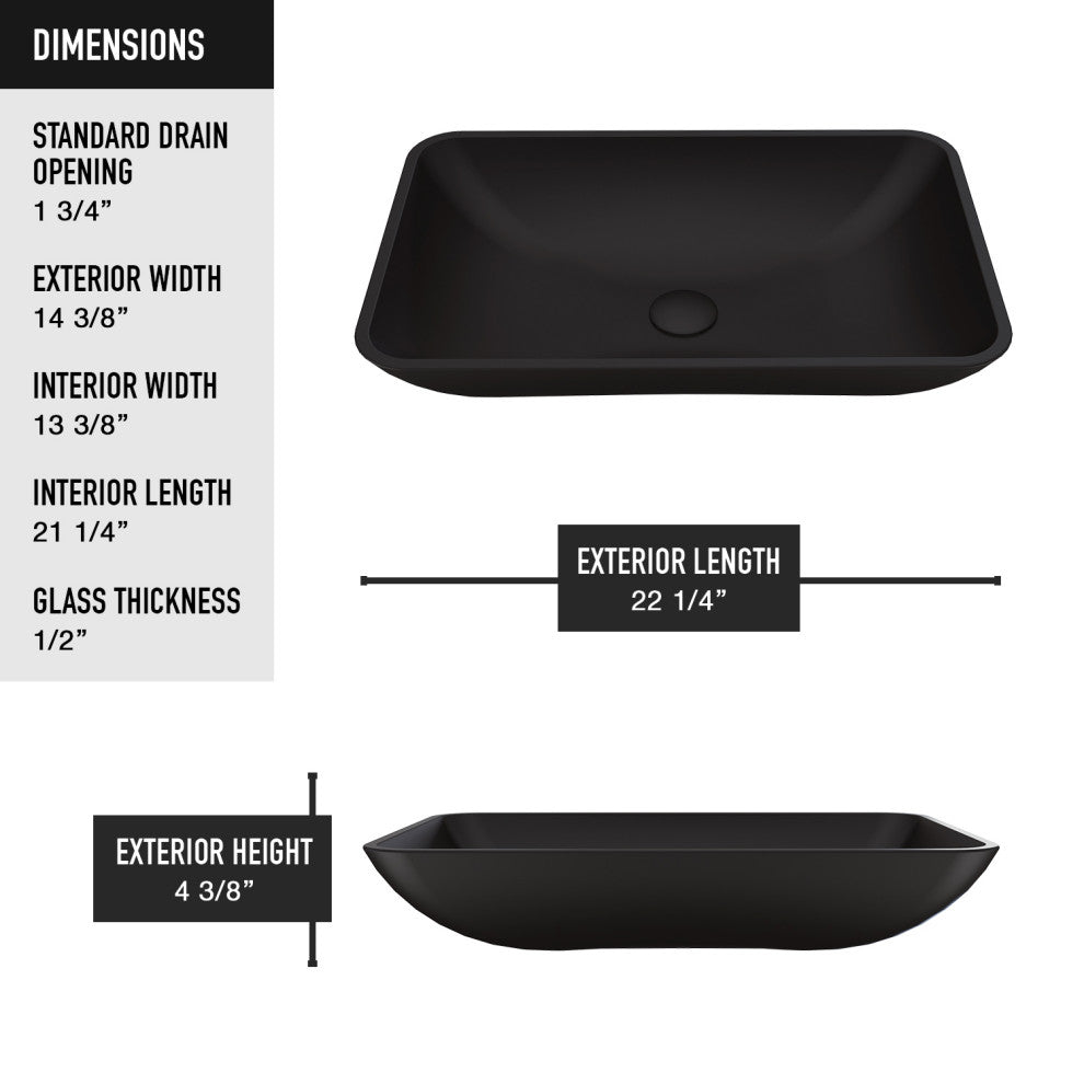 Hadyn 22"L x 14"W Glass Vessel Sink and Lexington 10"H Faucet Set