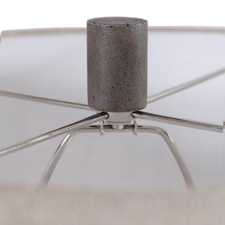 Rustic Bohemian Round Aqua Blue Gray Table Lamp, Ceramic Vintage Style Cottage