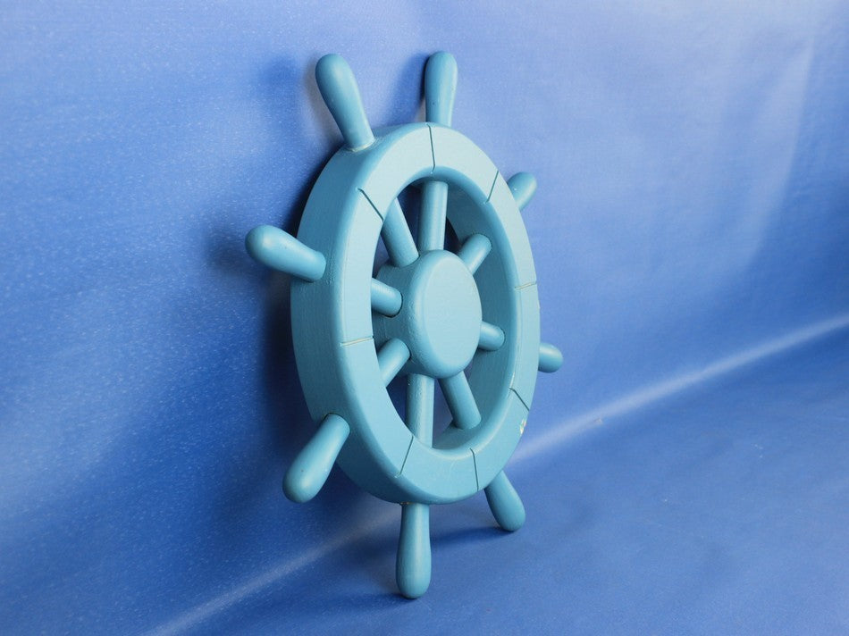 Decorative Ship Wheel, Light Blue, 12"
