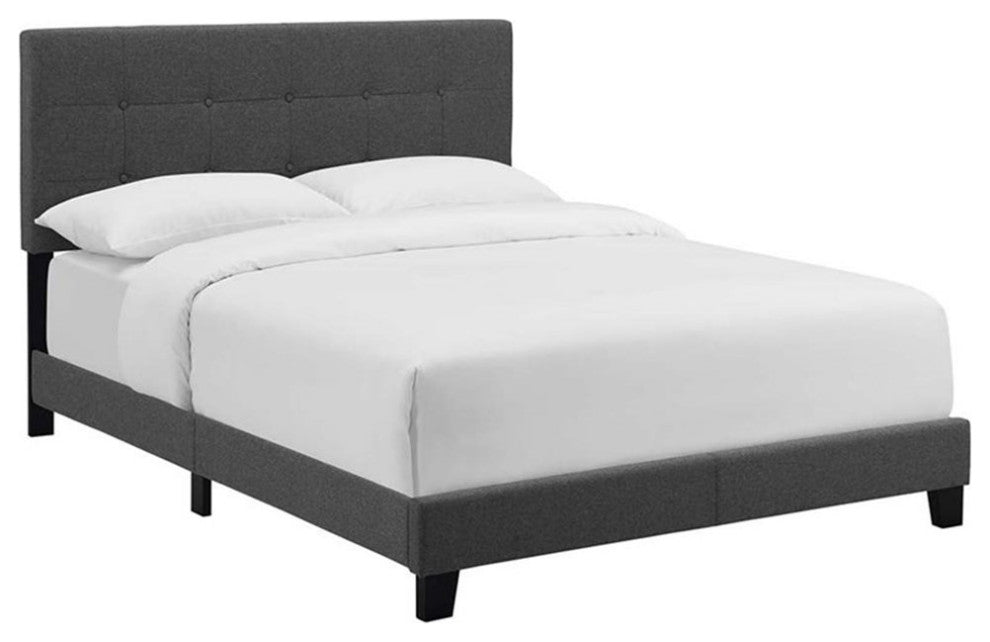 Modway Amira Full Modern Upholstered Polyester Fabric Bed in Gray