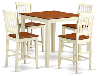 5 Pc Counter Height Table-Square Pub Table And 4 Kitchen Counter Chairs