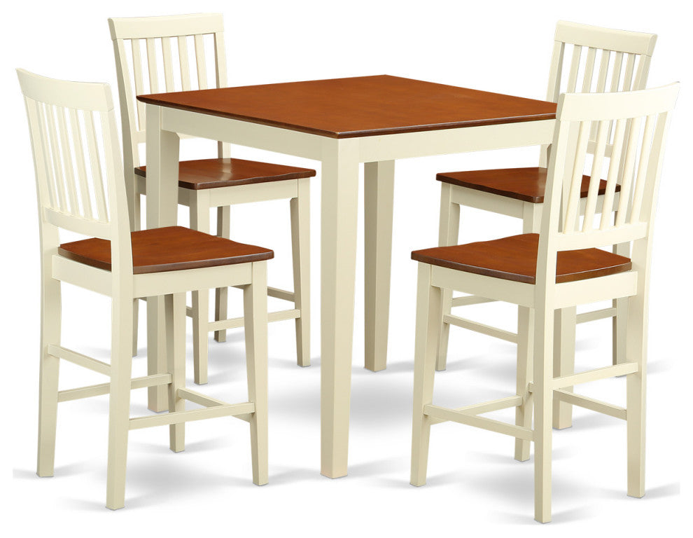 5 Pc Counter Height Table-Square Pub Table And 4 Kitchen Counter Chairs