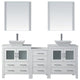 Virtu Dior 78" Double Bathroom Vanity, White With Faucet and Mirrors