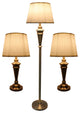 Peterson Set of 3 Table and Floor Lamps, Antique Brass